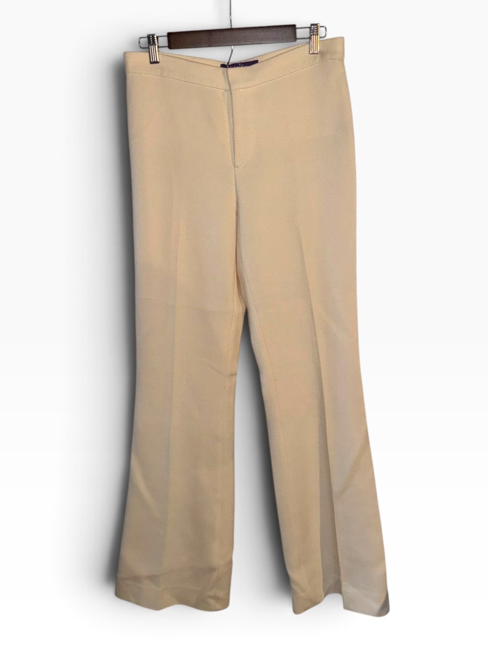 Ralph Lauren Purple Label Cream Wool Flared Trousers Size 8